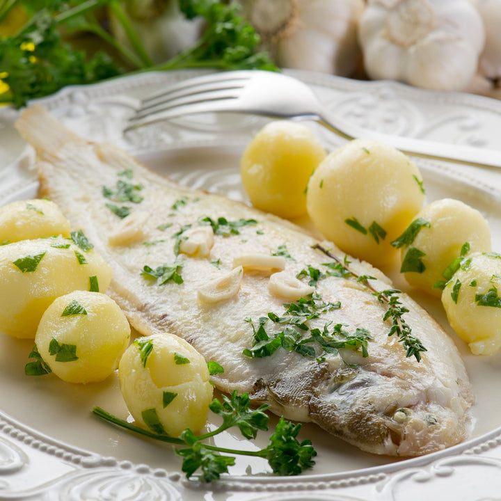 Dover Sole Whole to Buy Online. "Kitchen Ready" with tail and spine intact for tableside presentation.