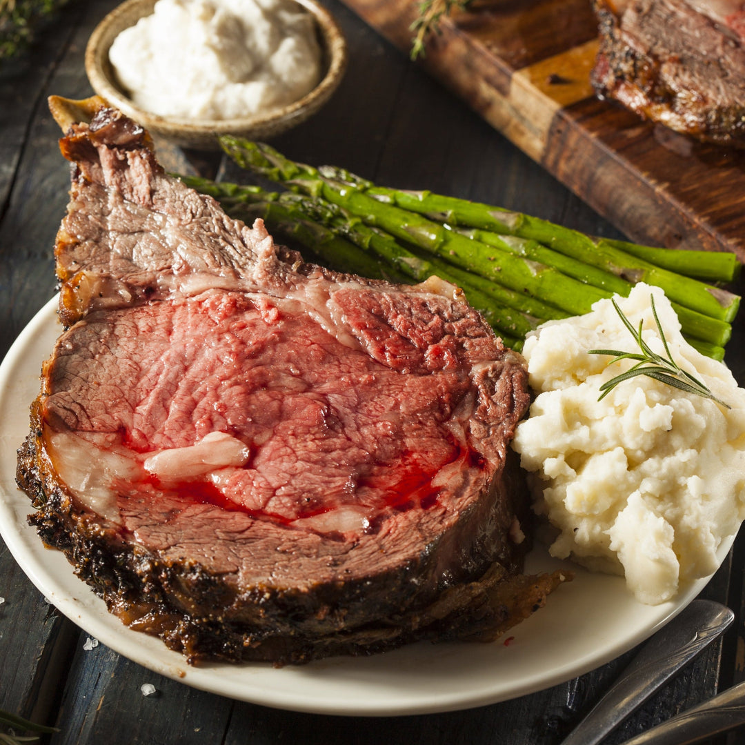 Australian Wagyu BMS 8-9 Boneless Prime Rib with Asparagus & Mashed Potatoes Recipe