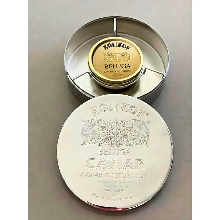 Silver Beluga Caviar Tin Container (28g - 1kg Caviar Tins)