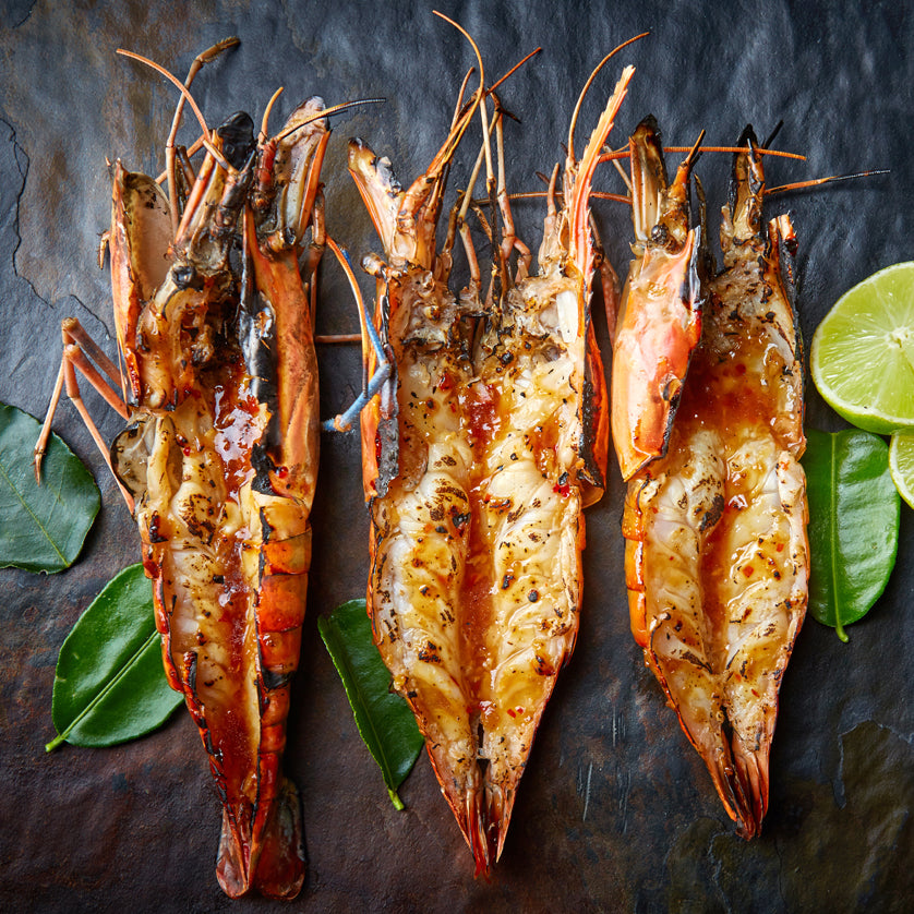 Clean, sweet French blue prawns